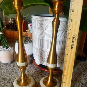 Pair of brass candle holders.